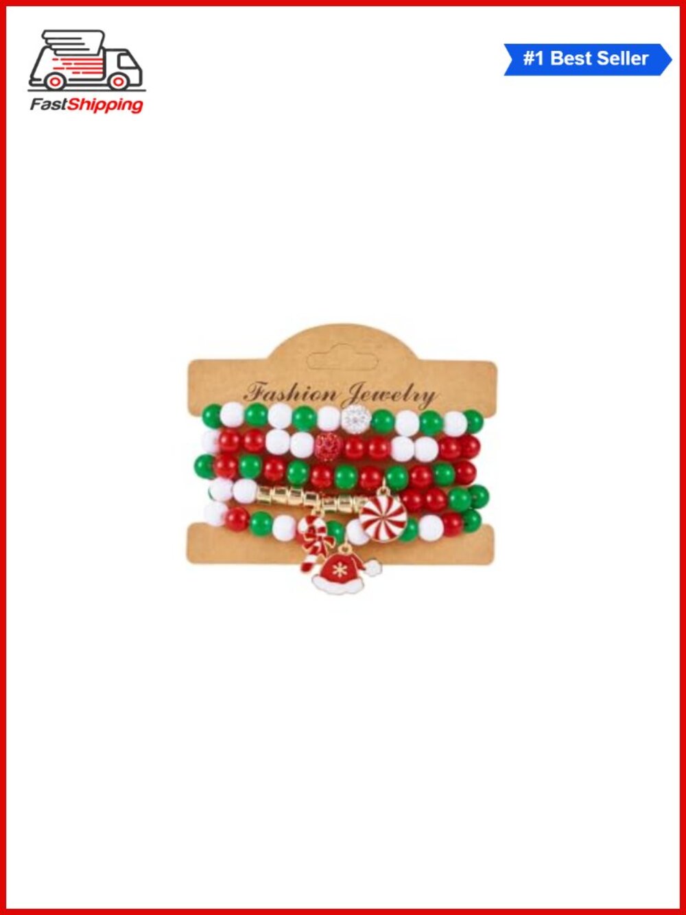 🎅 Christmas Charm Stretch Bracelet Set Stackable Holiday Party Jewelry